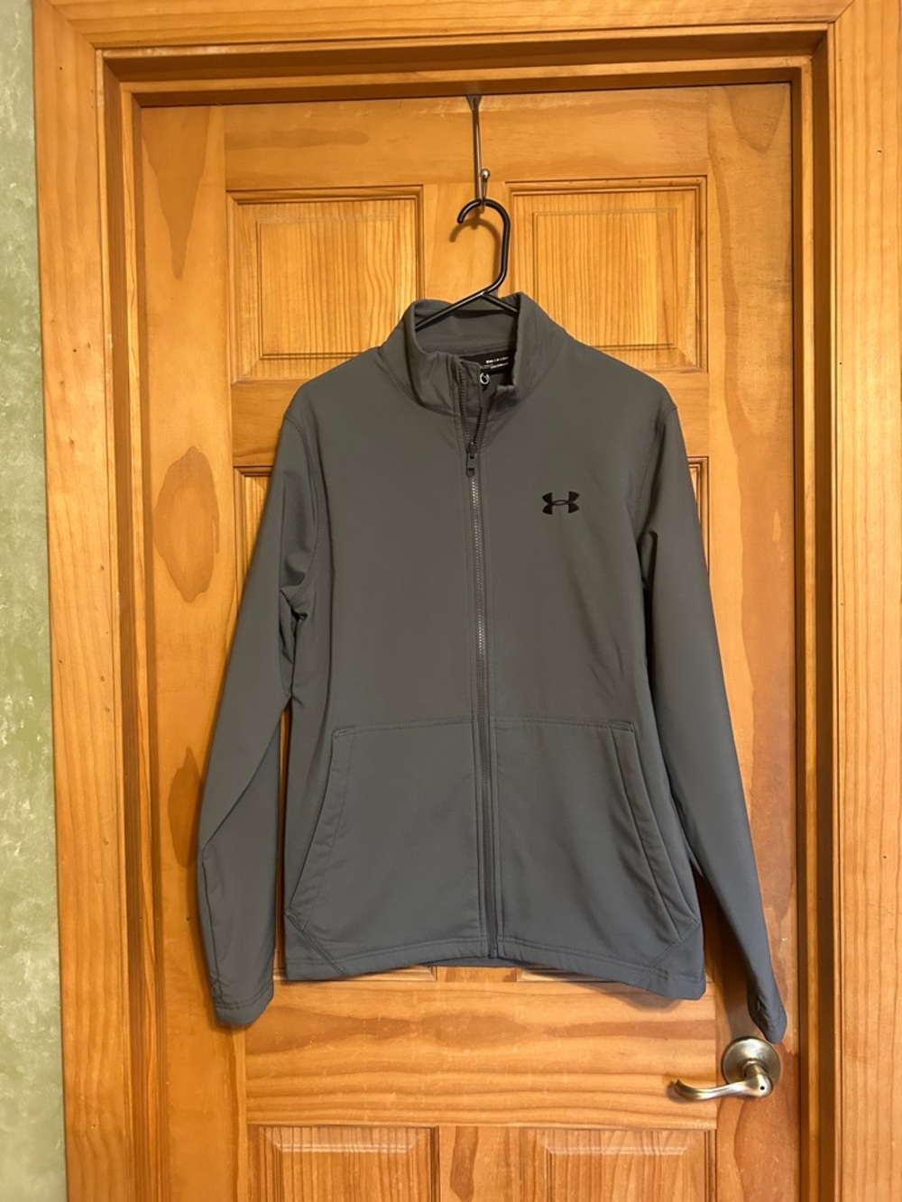 Under Armour ColdGear Fleece Jacket - Light Gray Zip Front Side Zip Pockets SM